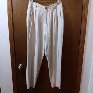 Liz Claiborne LIZSPORT Beige Linen Blend Pleated High Waist Pants Size‎ 12
